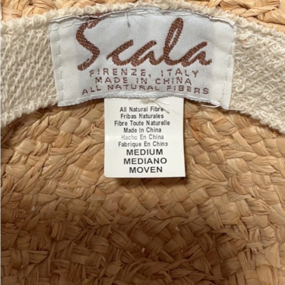 SCALA Raffia Braided Up-Brim Hat with Leather Chin Cord Size Medium - Picture 12 of 12